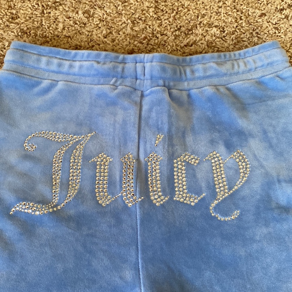 Baby blue velour Juicy Couture bike shorts